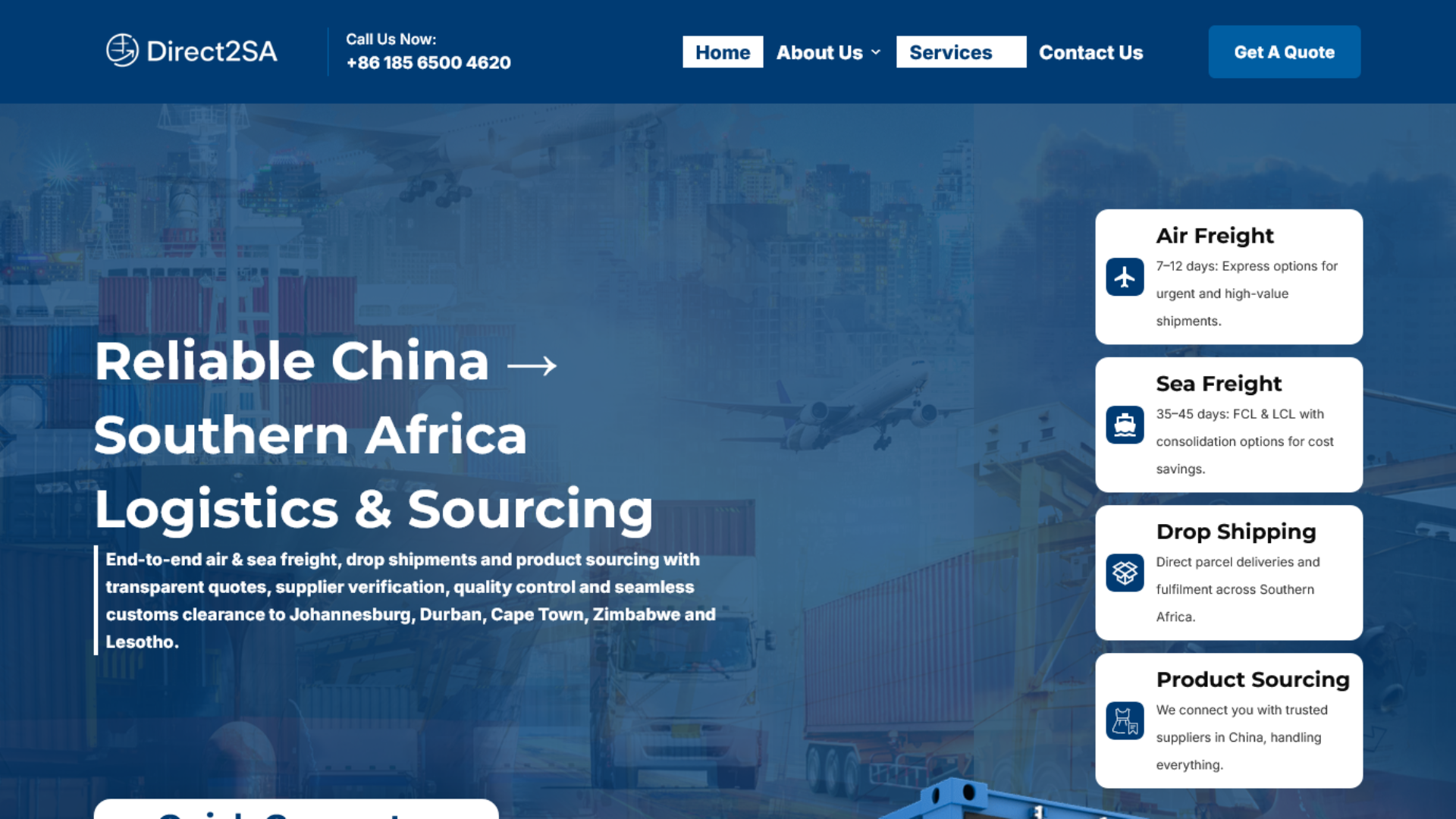 Direct2SA website screenshot